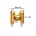 Golden bubble letter M pendant in polished metal finish measuring 18mm by 21mm - Gold M