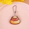 Acrylic Capybara keychain featuring a pineapple bun design with a silver bead chain - Capybara Pineapple Bun Style