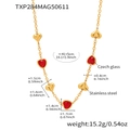 Parámetros detallados de tamaño del collar de cristal checo en forma de corazón y acero - Collar de Oro y Piedra de Vidrio Roja