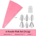 6-piece stainless steel piping tip set with a 12-inch pink reusable silicone pastry bag - 6-Piece Set (OPP Bag) / Pink