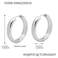 Silver stainless steel 25mm hoop earrings with a thickness of 5mm and 8.1g weight - Steel (F1098-1)