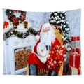 Christmas Santa Claus tapestry for home wall decoration with festive fireplace scene - Style 15