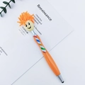 Kreativer oranger Smiley-Mopp-Kopf Eingabestift mit regenbogenfarbenem Clip und Mikrofasern - Orange