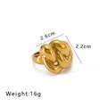 Macro view of 18K gold-plated chunky knot ring showing dimensions of 2.6cm by 2.2cm - US 8 / Chunky Knot Design Style (NB-R2023172)