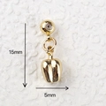 Detailed close-up of 15mm gold lantern-shaped pendant with small bead and dimensions - Gold Chili Pendant