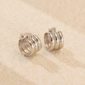 Boucles d'oreilles multicouches minimalistes en argent sterling S925 poli - Argent 925 / Or Blanc