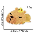 Detail of embroidered capybara patch with chicken, size 4.7x6.9cm for clothing decoration - Animal Patch 5# (Chicken)