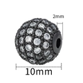10mm black micro-paved zircon ball bead with 2mm hole for DIY jewelry making - 10mm-White Zirconia-Gun Black