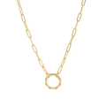 Minimalist 18K gold ocean style necklace with oval links and textured ring pendant - Style 5-Hammered Octagon Pendant Necklace