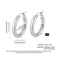 Silver titanium steel hoop earrings with 16mm outer diameter and 4mm width - Clip Style Steel Color Outer Diameter 16mm