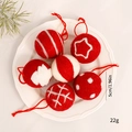 Set of 6 red and white wool felt Christmas ornaments with star and snowflake patterns - 5cm-Red White Set of 6