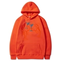 Sweat à capuche orange vif avec imprimé homard et cocktail et une grande poche kangourou - Orange