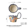 Handbemalte Keramiktasse mit Blumenmuster und großem Henkel, 400 ml Fassungsvermögen - Bunte Blumen