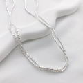 Collana di perle cubiche in ematite argentata con design minimalista a doppio strato - Piastrina Esagonale (6#) / 2*1mm / Argento