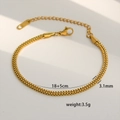 18K gold plated titanium steel braided chain bracelet with 18cm length and lobster clasp - 10-14 Precision Woven Chain