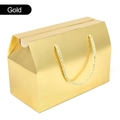 Elegant gold gift box with golden braided handles for cake and candy packaging - 20x10x13.5cm-Handheld Gift Box / Gold