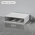 Stackable single layer acrylic storage drawer in matte white for desk organization - Single Layer Drawer (White+Trans Black)