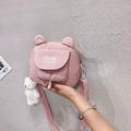 Sac à bandoulière rose en toile pour femme avec pendentif ours en peluche mignon - Avec pendentif / Rose