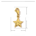 Vista dettagliata dei parametri di un ciondolo a stella d'oro, misure 24mm x 12mm - Stella Dorata (YF128)