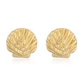 Close-up van gouden schelp oorknopjes met gedetailleerde radiale ribbelstructuur - Stijl A: Goud 1 Paar