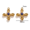 Vintage 18k gold plated titanium steel cross pendant with round blue tiger eye gemstone - Single Piece / Lapis Lazuli