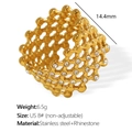 Goldener Wabenring aus Edelstahl mit klaren Strasssteinen in der Größe US 8 - US Größe 8