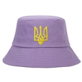 Bob en coton violet avec broderie du blason de l'Ukraine jaune pour activités - Violet