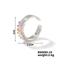 Macro shot of silver ear cuff with colorful rectangular zircons and size specifications - 2.5*5mm-7 Stones / Silver Base Light Colorful Stone