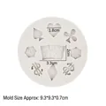 Molde de silicona blanca para fondant con motivos de cartas de póker, dólar y dados de azar - 3# (Elementos mixtos/Dados/Símbolos) / Gris