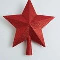 Sparkling red glitter Christmas tree topper star with cone base for festive decoration - Large (25CM) / Red