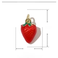 Technical drawing of a 13mm strawberry pendant showing copper and enamel details - 3D Strawberry (VH561)