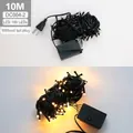 10M LED Lichterkette warmweiß mit 100 Lampen, schwarzes Kabel, EU Stecker, kein Endstück - 10M-100 LEDs-Kein Endstecker / Warmweiß (Grüner Draht)