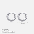 Aros minimalistas de 15 mm en acero inoxidable plateado para mujer con acabado pulido - 15mm / Color Acero