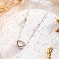Silver heart pendant necklace with beaded titanium steel chain on white display stone - Heart Necklace 029 Only / Silver