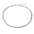 Colorful geometric zircon necklace with silver finish and adjustable lobster clasp - Platinum Plated Necklace 40cm