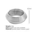 Bague multicouche en acier inoxydable poli argenté, design géométrique de 9,5 mm - US 6 / Argenté