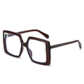 Classic square oversized blue light glasses in transparent burgundy red frame - Jujube Red Frame
