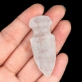 Handheld carved clear quartz crystal dagger pendant in transparent white finish - White Crystal