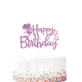 Pink glitter Happy Birthday mermaid cake topper with star and silhouette design - Pink Happy Birthday Large Cake Topper