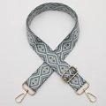 Adjustable wide replacement strap with blue and grey diamond woven geometric pattern - No. 703 Gold Hook