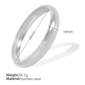 Polished silver finish stainless steel bangle with 60mm diameter and 10mm width - 10mm Width - 60mm Inner Diameter / Silver