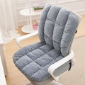 Thick grey heated seat cushion with backrest on office chair for lumbar support - Checkered Light Grey