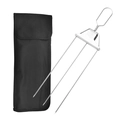 Three-prong stainless steel BBQ fork with sliding handle and black nylon storage bag - 1 Fork + Oxford Cloth Bag