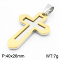 Tweekleurige gouden en zilveren roestvrijstalen kruishanger, afmeting 40x26mm - Stijl A - Tweekleurig Zilver Goud (Zonder Ketting)