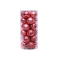 Pink Christmas ball ornaments set in various finishes like matte, glossy, and glitter textures - Coral