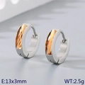 Minimalist silver and champagne gold titanium hoop earrings with cubic zirconia - Silver Base with Champagne Stone (KE118307-TGD)