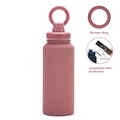 Dusty pink stainless steel insulated water bottle with magnetic booster ring - 1 L / Smoky Pink