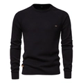 Dettaglio maglione nero da uomo in maglia fine con trama a rombi 3D e classico girocollo - 2XL / Nero
