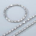 Conjunto de collar y pulsera de acero de titanio plateado de 4,5 mm con cierre de langosta - Pulsera 4.5mmx21cm / Color Acero
