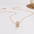 Elegant gold heart lock necklace with white zircon pavé and adjustable lobster clasp chain - Gold Heart-Shaped Full Rhinestone Lock Style (KC Gold 2083)